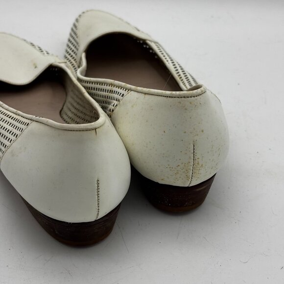 Vtg Van Eli Made In Italy White Leather Cutout Loafers Womens 8.5 Slip On Shoes - Picture 4 of 8